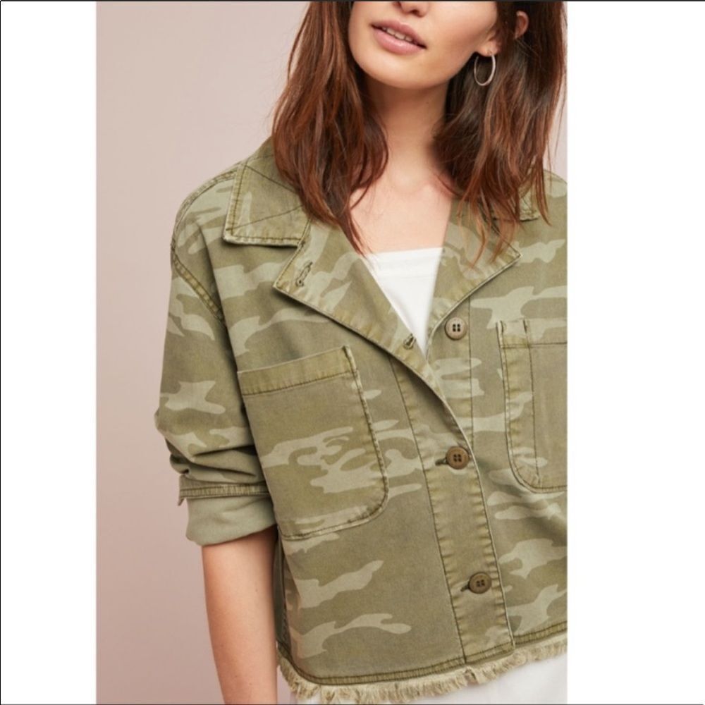 Anthropologie Camo Cropped Jacket - Picture 2 of 5